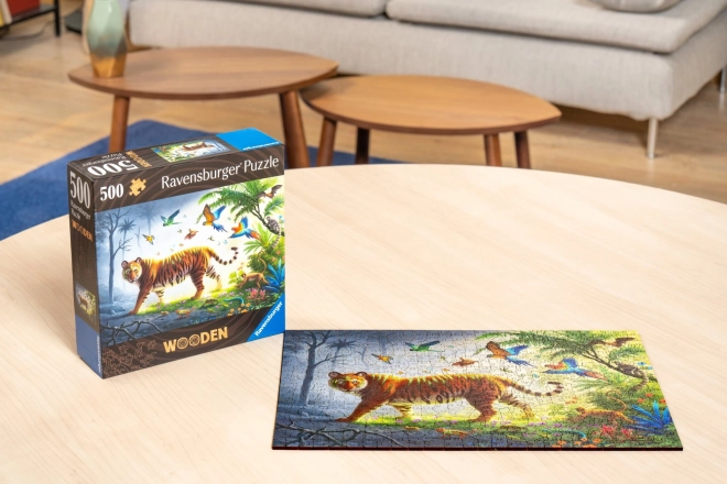 Dřevěné puzzle Tygr v džungli 500 dílků