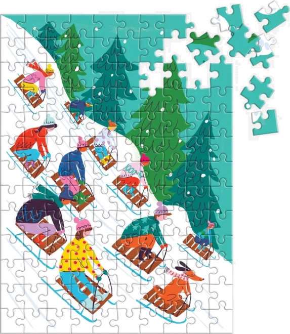 Mini Puzzle Sáňkování - 100 dílků