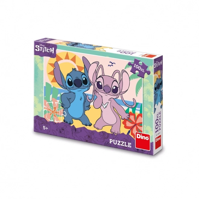 Skládanka Stitch na pláži 100 dílků