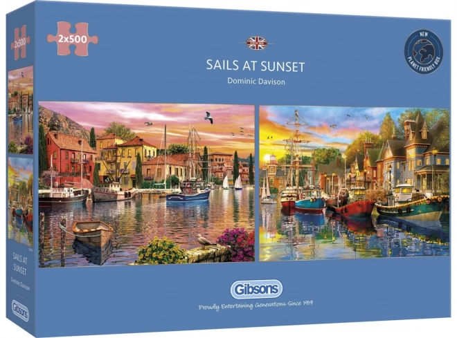 Gibsons Puzzle Plachetnice při západu slunce 2x500 dílků