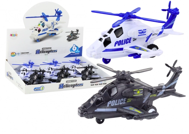 Policejní helikoptéra s frikčním pohonem, světlem a zvukem