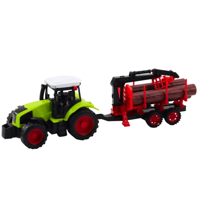 Traktor s přívěsem pro přepravu dřeva
