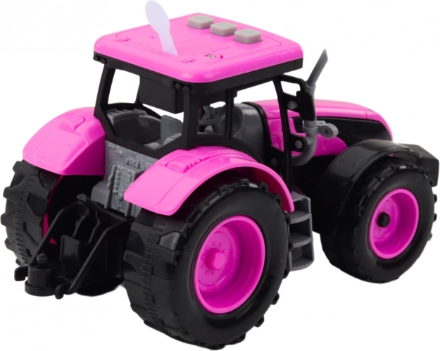 Růžový traktor na baterie se světly a zvuky