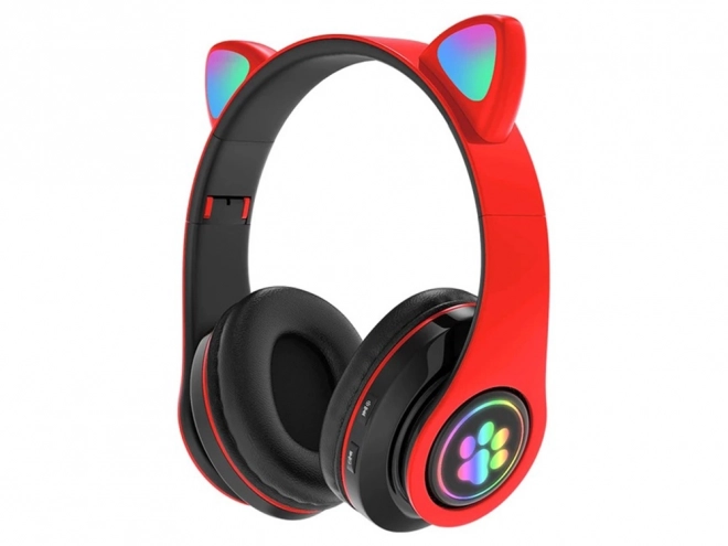Bezdrátová sluchátka bluetooth rádio fm mp3 kočičí uši led podsvícení