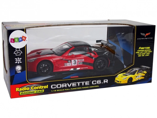 Sportovní závodní RC auto 1:18 Corvette C6.R červené 2.4G s osvětlením