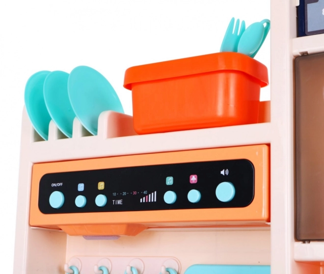 Stylová kuchyně + vodovodní kohoutek + interaktivní hořák s párou + audio panel - 65 dílů – Modrá