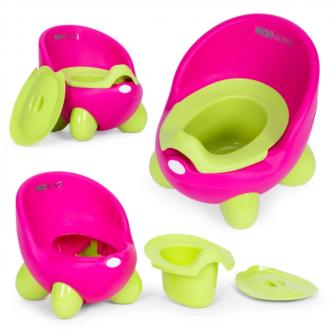 Dětský nočník s ergonomickou opěrkou ECOTOYS růžovo-zelený