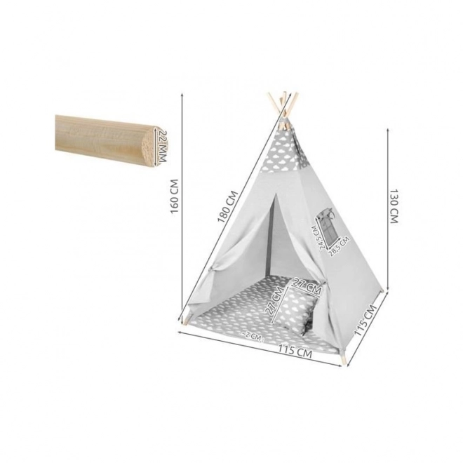 Dětské teepee s mráčky – Růžové