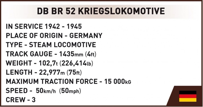 Cobi 6281 World War II 1:35 Parní lokomotiva Kriegslokomotive Baureihe 52 s tendrem
