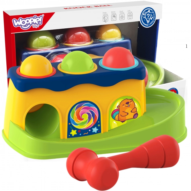 Dětská hračka Kolorowy prolézací tunel s kladívkem Montessori