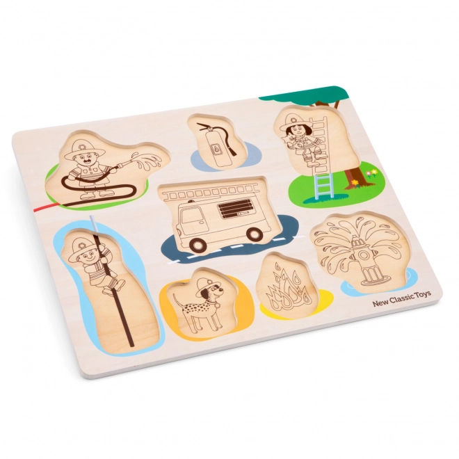 Dřevěné vkládací puzzle Hasiči - 8 ks