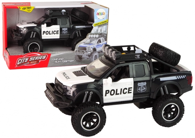 Terénní vozidlo Raptor Police Black Otevíratelné dveře Zvuková světla