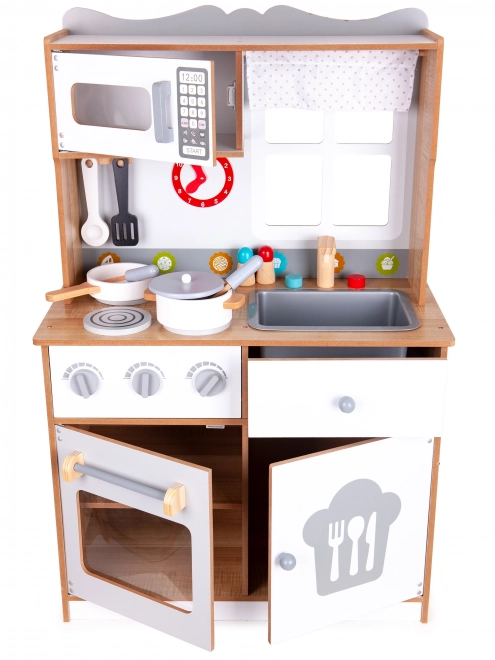 Dřevěná dětská kuchyňka s příslušenstvím Ecotoys
