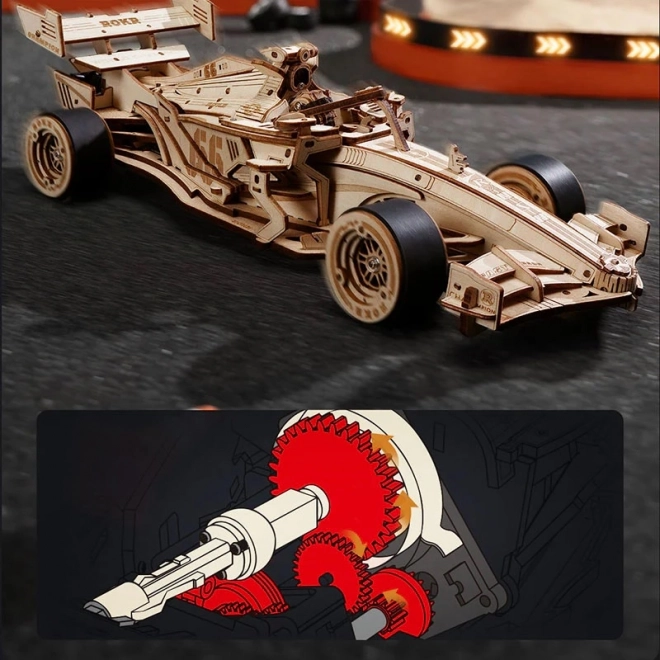 3D Dřevěná Skládačka Závodní Auto