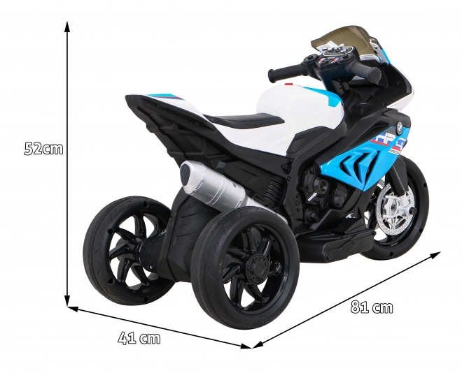 BMW HP4 Dětská motorka na baterie Modrá + 3 kola + LED + MP3 USB + Eko kůže