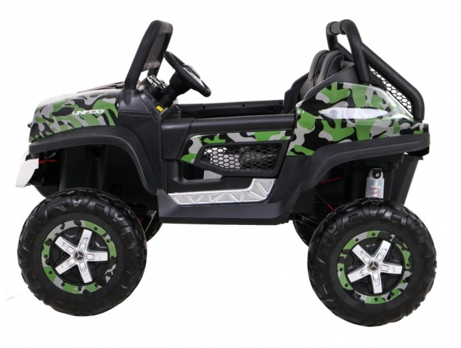 Mercedes Benz Unimog pro děti barva Moro + 4x4 + dálkové ovládání + nosič zavazadel + startování zdarma + rádio MP3 + LED dioda