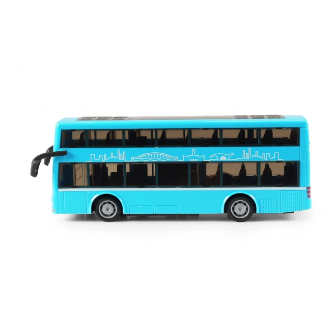 Dvoupodlažní autobus hračka modrá 20 cm