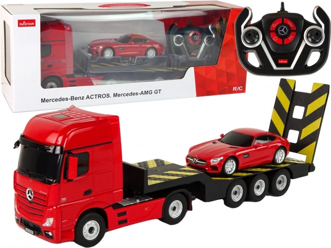 Autíčko R/C Mercedes-Benz s podvalníkem - červené