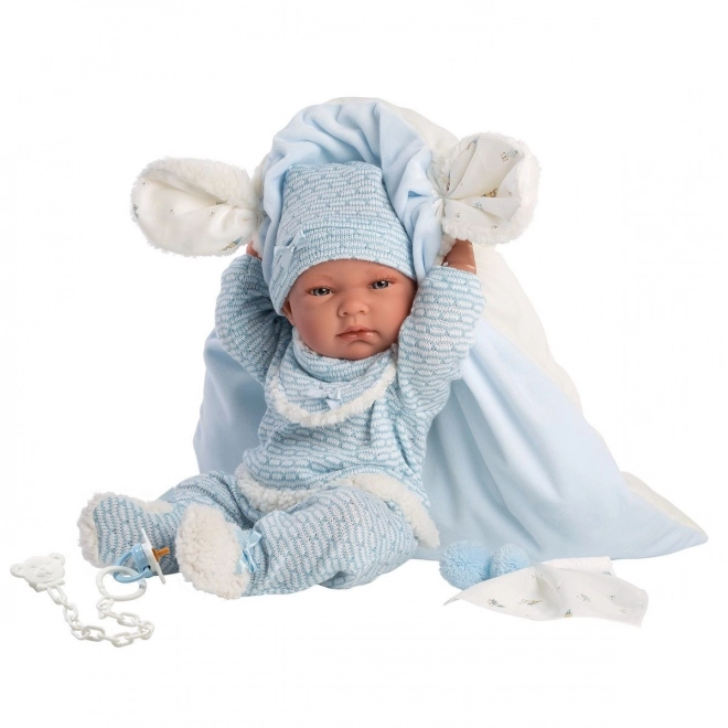 Llorens 73859 NEW BORN CHLAPEČEK - realistická panenka miminko s celovinylovým tělem - 40 cm