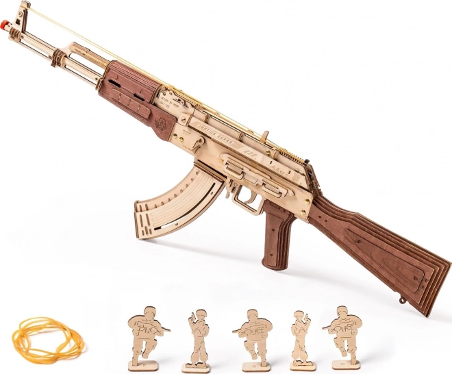 RoboTime 3D Dřevěné mechanické puzzle Útočná puška AK-47