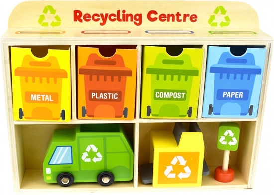 Tooky Toy Dřevěné Centrum Recyklace Edukační Třídič
