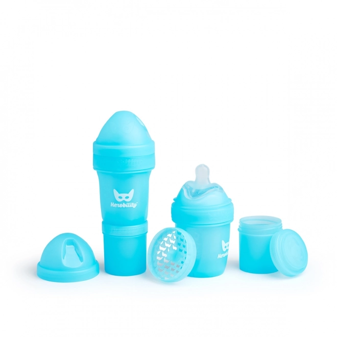 Herobility - Herobottle antikoliková láhev 140 ml, modrá + savička S (0 m+)