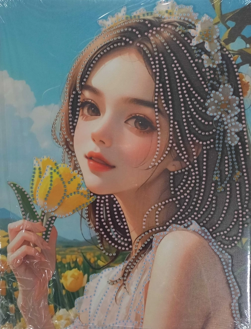 NORIMPEX Diamantové malování na plátně Dívka s květinami 1ks 23x30 cm (mix)