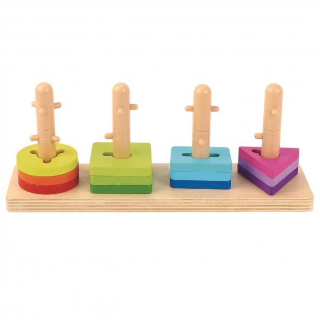 Dřevěný tvarový třídník s barevnými bloky Montessori