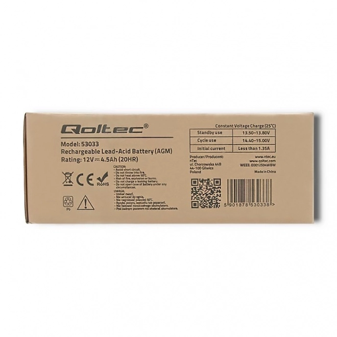 Akumulátor Qoltec AGM 12V 4.5Ah