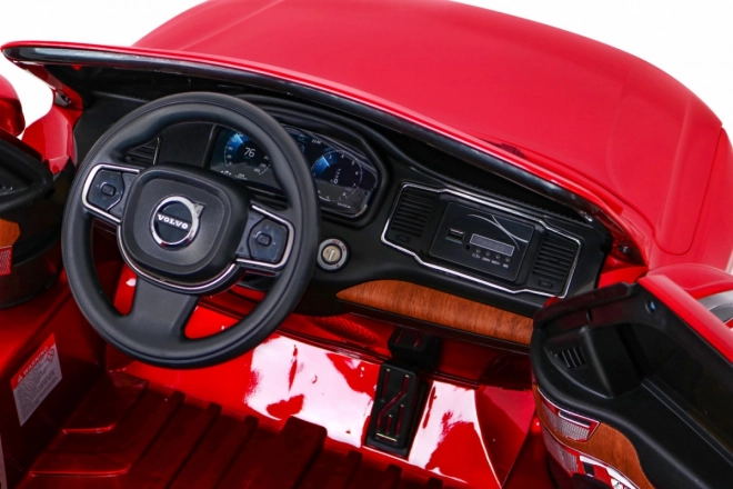 Volvo XC90 baterie pro děti Červený lak + dálkové ovládání + nosič zavazadel + EVA + pomalý start + rádio MP3 + LED dioda
