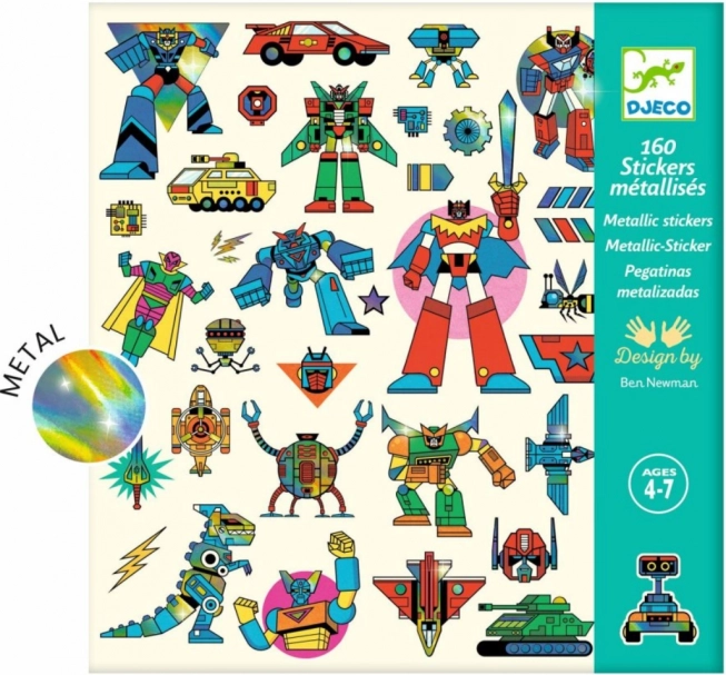 DJECO Metalické Samolepky Roboti