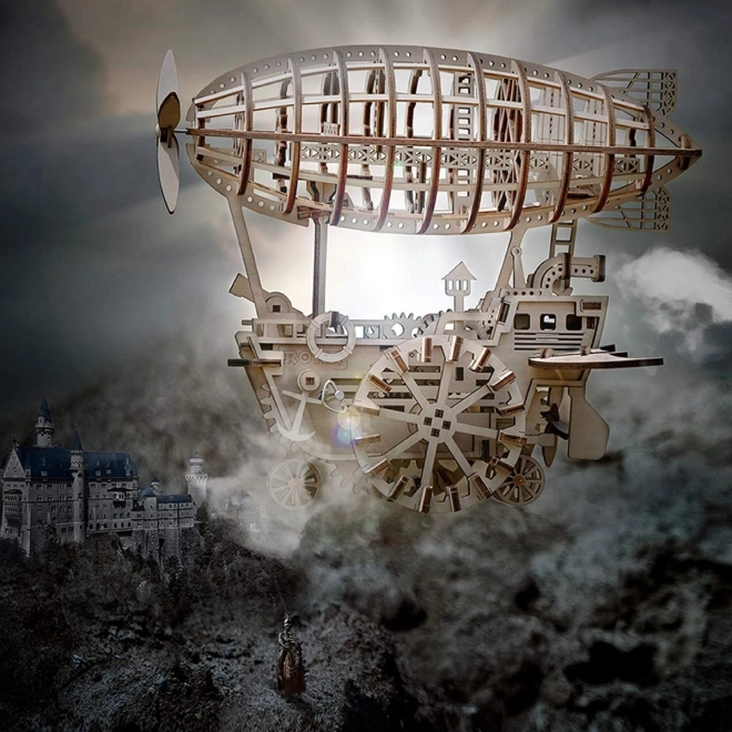 Dřevěné mechanické puzzle steampunk vzducholoď