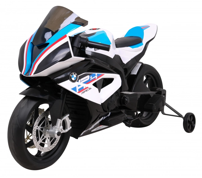 Dětská bateriová motorka BMW HP4 Bílá + pomocná kolečka + pomalý start + EVA + MP3 LED