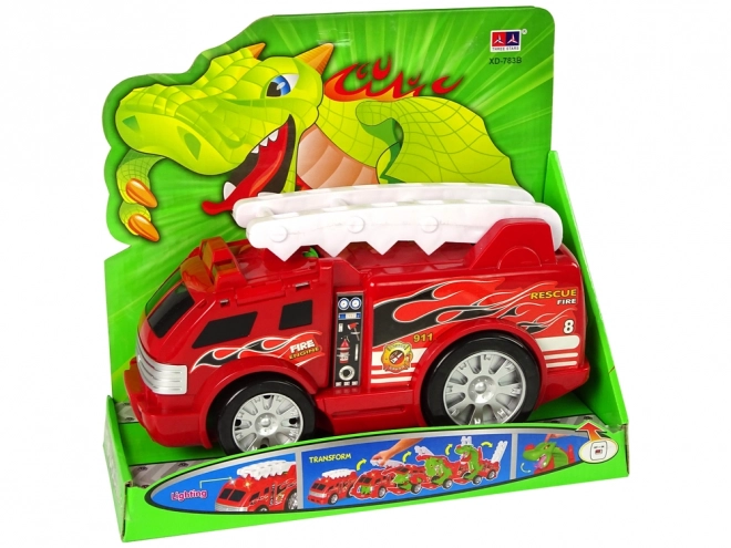 Auto Hasičský sbor Transformace Dragon 2v1 Hasičské auto