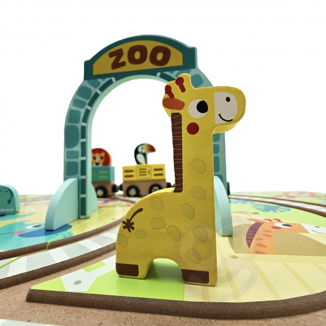 Dřevěná vláčková dráha ZOO s magnetickými vagónky od Tooky Toy