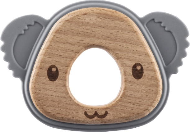 Silikonové dřevěné kousátko koala – šedé