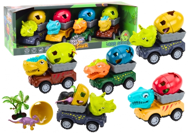 Dinosauří auto s vajíčkem Auto s přívěsem Figurky Sada 4 ks.