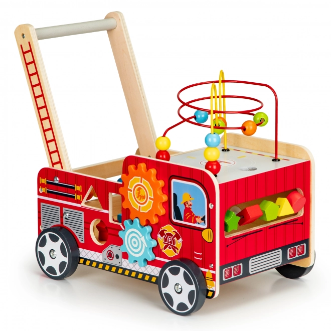 Dřevěný vzdělávací chodítko s kostkami - Hasičské auto ECOTOYS