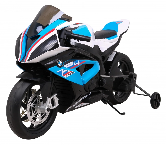 Dětská bateriová motorka BMW HP4 Modrá + pomocná kolečka + pomalý start + EVA + MP3 LED