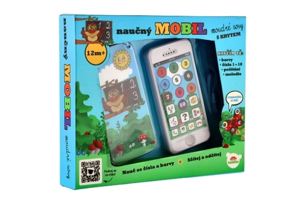 Naučný mobilní telefon pro děti s motivem Moudré Sovy