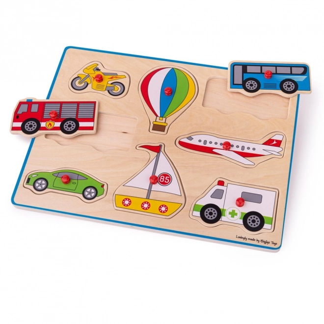 Dřevěné puzzle dopravní prostředky Bigjigs Toys