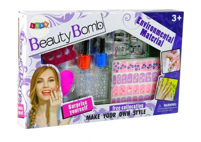 Nail art set Třpytivé laky Samolepky kroužky