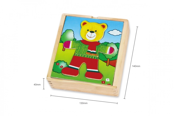 Dřevěné puzzle VIGA Oblékni medvídka