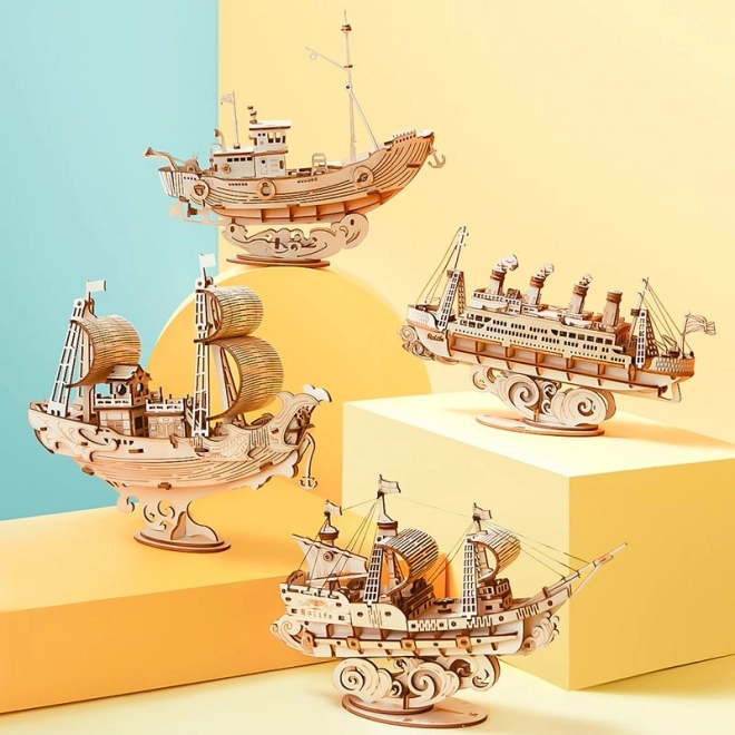 RoboTime dřevěné 3D puzzle Zaoceánský parník