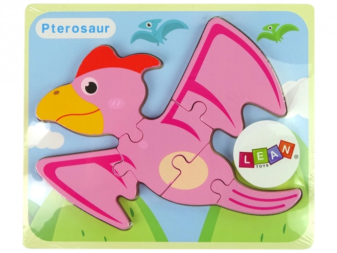 Dřevěné puzzle Dinosaurus Pterodaktyl Růžová Pliosaurus Modrá