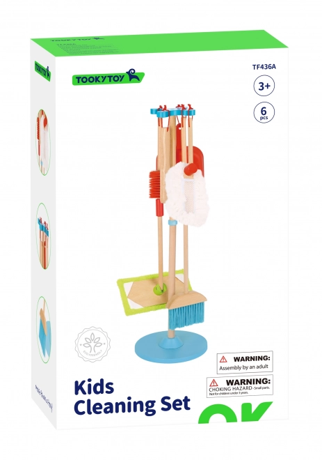 Dřevěná sada na úklid pro děti Tooky Toy