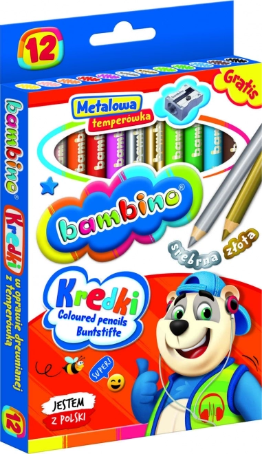Bambino kulaté pastelky 12 barev se strouhátkem