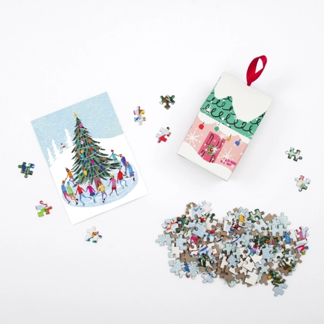 GALISON Puzzle Bruslení kolem vánočního stromu 130 dílků