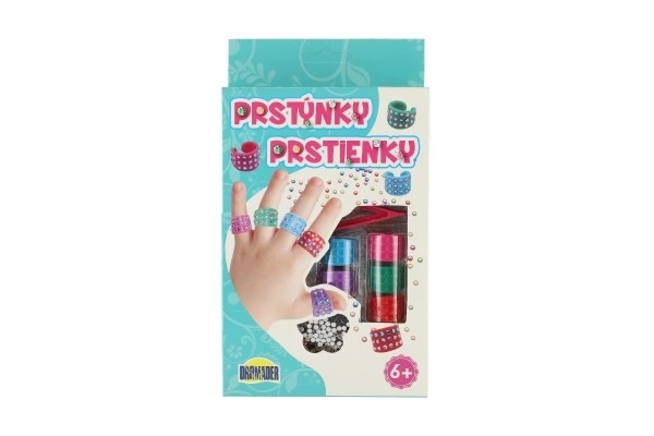 Prstýnky kreativní sada plast v krabičce 12x21x3,5cm 12ks v boxu