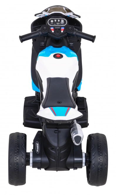 BMW HP4 Dětská motorka na baterie Modrá + 3 kola + LED + MP3 USB + Eko kůže